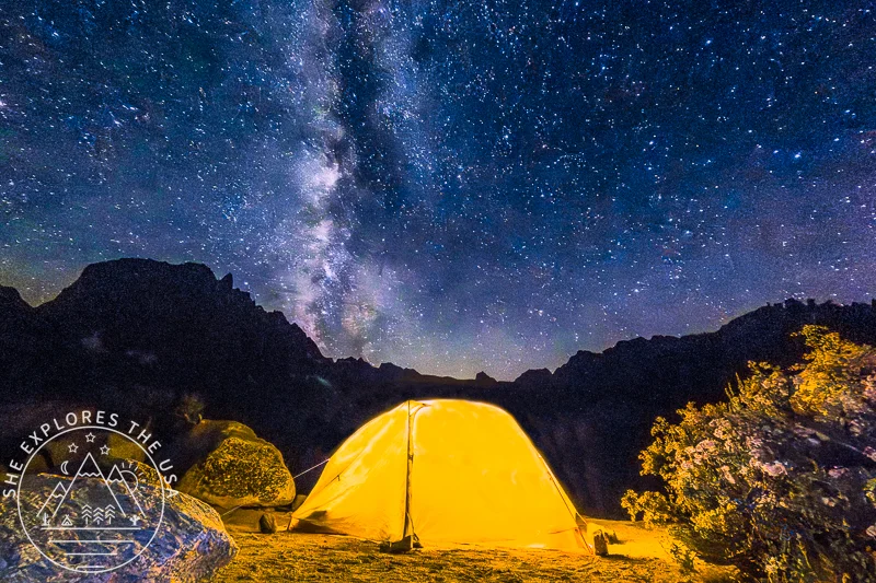Milkyway over a yellow tent