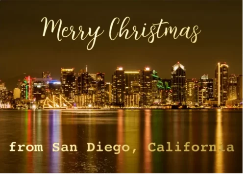 Custom Gold Foil San Diego Christmas Card