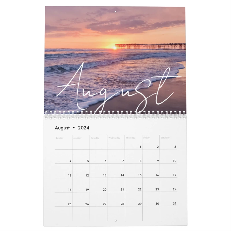 Zazzle Custom Message Landscape and Sunset 2024 Wall Calendar (Aug 2024)