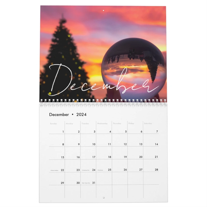 Zazzle Custom Message Landscape and Sunset 2024 Wall Calendar (Dec 2024)