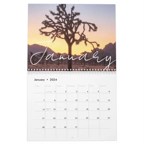 Zazzle Custom Message Landscape and Sunset 2024 Wall Calendar (Jan 2024)