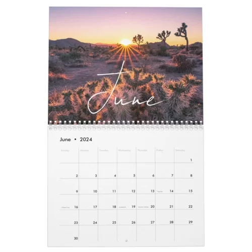 Zazzle Custom Message Landscape and Sunset 2024 Wall Calendar (Jun 2024)