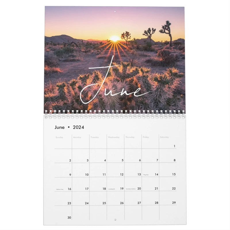 Zazzle Custom Message Landscape and Sunset 2024 Wall Calendar (Jun 2024)