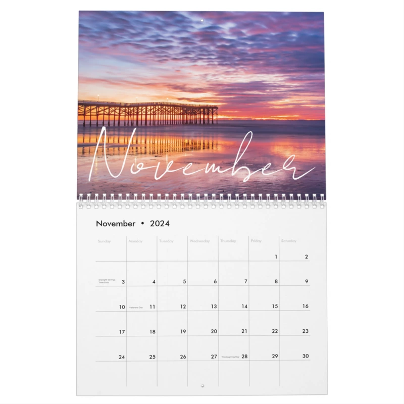 Zazzle Custom Message Landscape and Sunset 2024 Wall Calendar (Nov 2024)