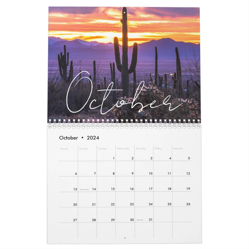Zazzle Custom Message Landscape and Sunset 2024 Wall Calendar (Oct 2024)