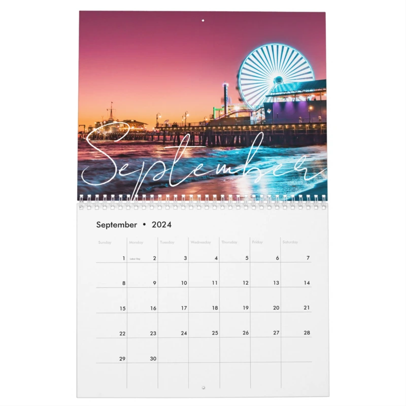 Zazzle Custom Message Landscape and Sunset 2024 Wall Calendar (Sep 2024)