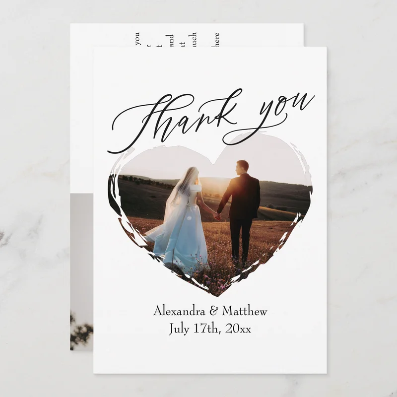Love Heart Shaped Photo Thank You Card from Zazzle