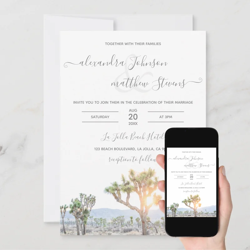 Joshua Tree wedding invitations available on Zazzle