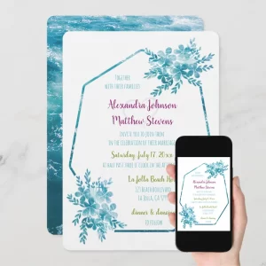 Zazzle-Mockup-Modern-Vibrant-Photo-Ocean-Blue-Floral-Wedding-Invitation