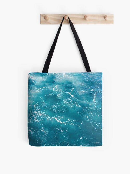 Blue Ocean Waves Tote Bag