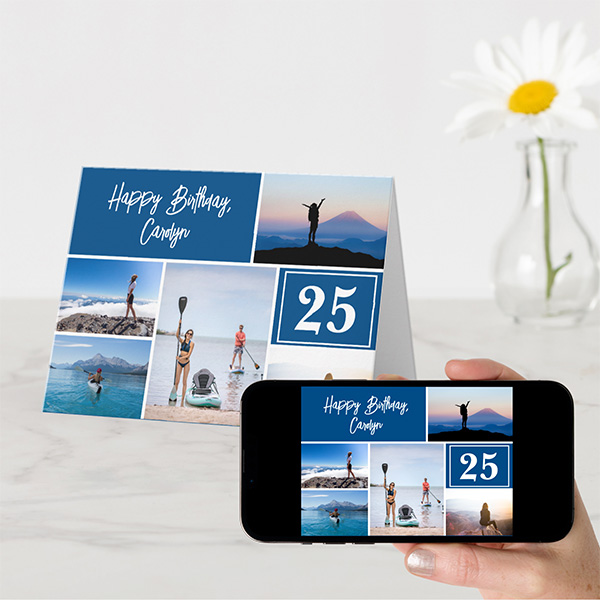 any age Custom Photo Collage Birthday Card