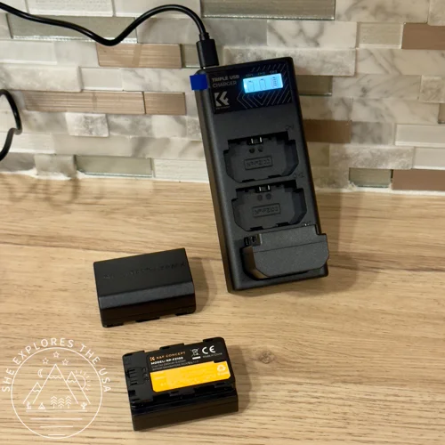 Sony NP-FZ100 battery replacement K&F Concept charging with the USBC cable.