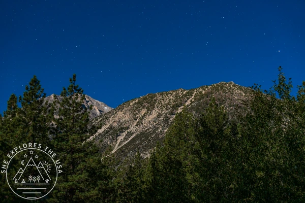 moonlit mountains near Big Pine Lakes