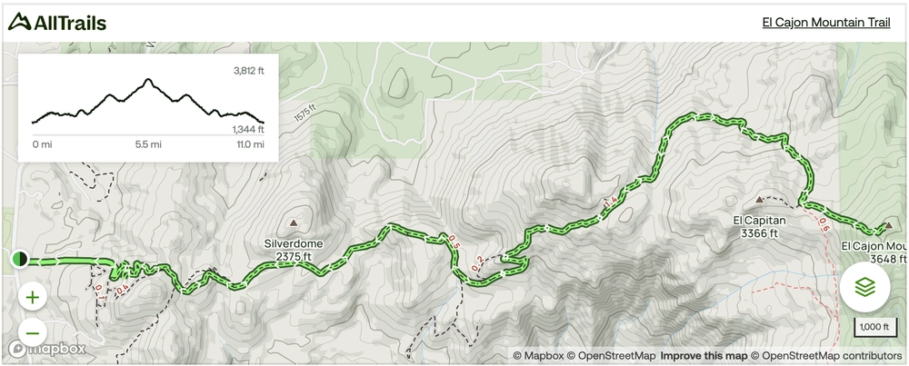 El Cajon Mountain Trail Map