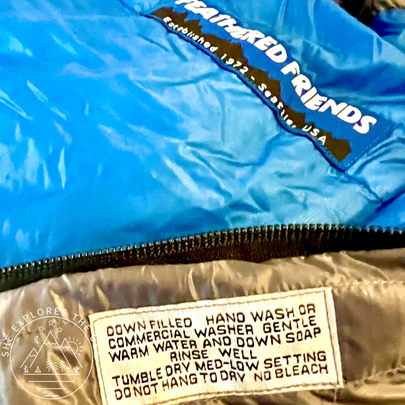 Feathered Friends Lark 10 UL Sleeping Bag - care label