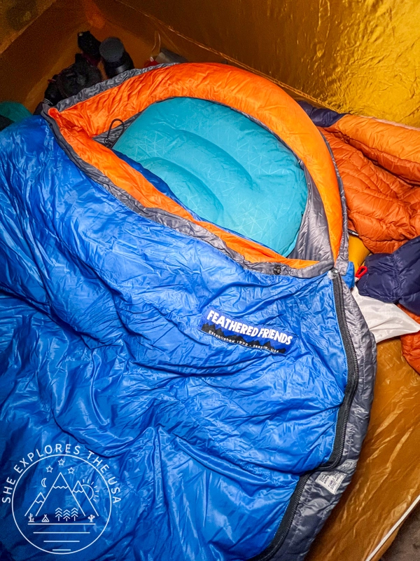 Feathered Friends Lark 10 UL Sleeping Bag with pillow inside hood