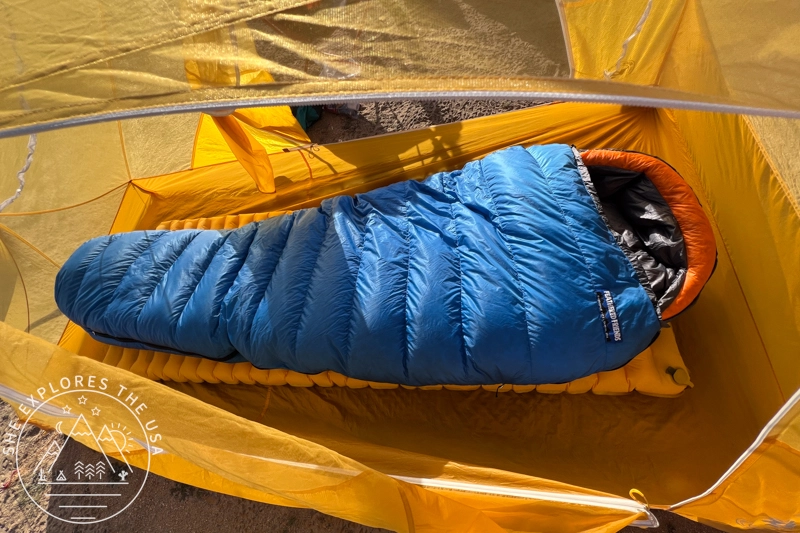 Feathered Friends Lark 10 UL Sleeping Bag inside tiger wall UL2 tent