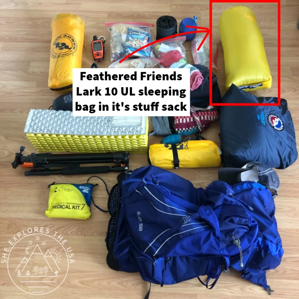 feathered friends lark 10 Ultralight sleeping bag in stuff sack