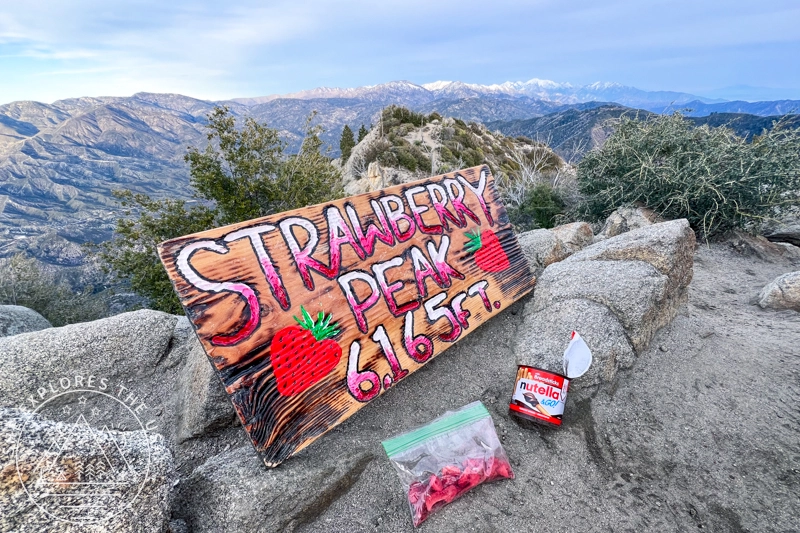 Strawberry Peak wooden sign at the summit