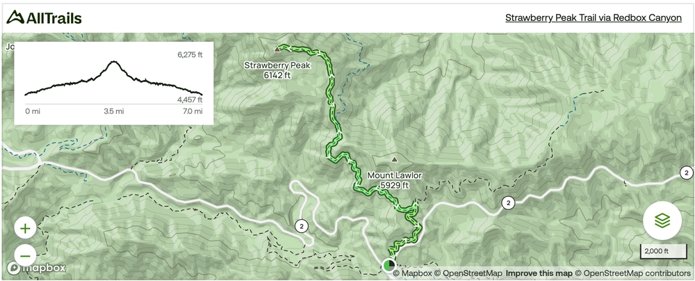  Strawberry Peak trail map 