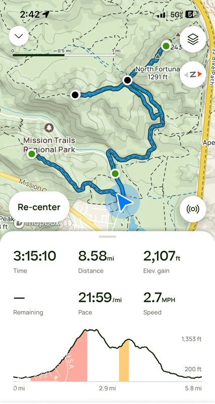 GPS stats after the first three summits