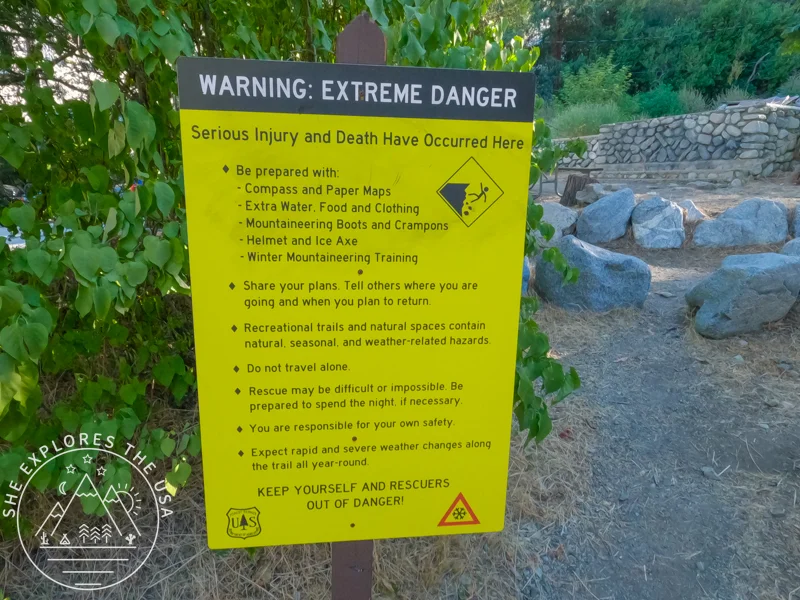 Warning at Cucamonga Trailhead