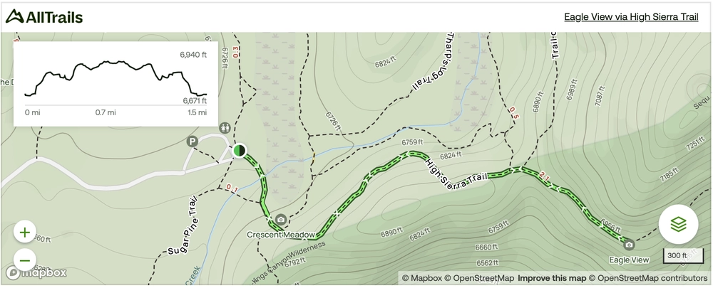 Eagle View via High Sierra Trail Map