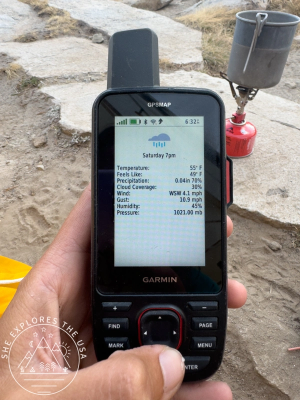 garmin 67i weather daily report