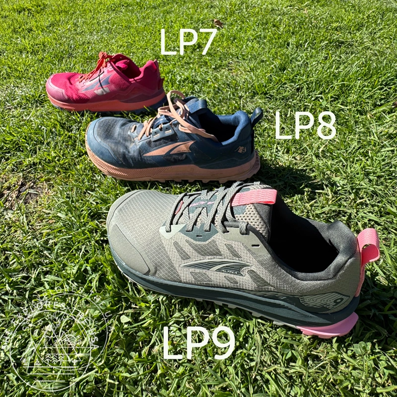 Altra Lone Peak 7, Altra Lone Peak 8, Altra Lone Peak 9 from the outer side