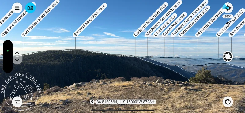 sawmill mountain using peak finder app