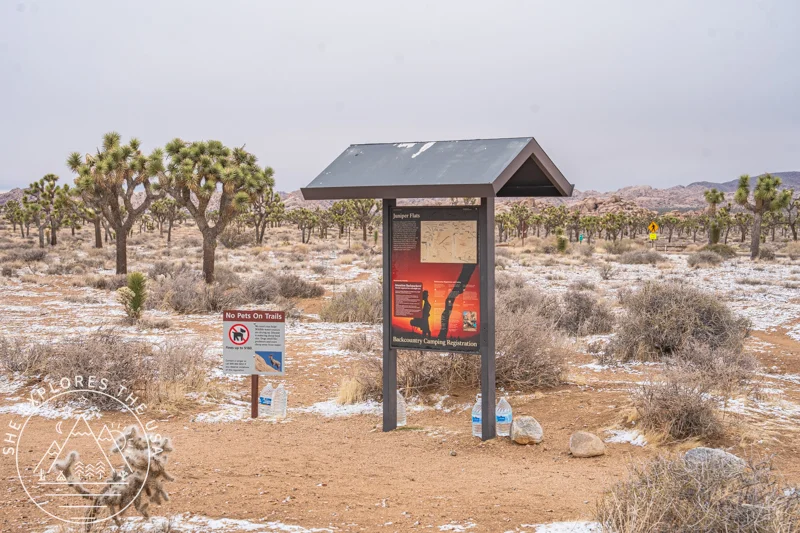 Juniper Flats Trailhead with snow on the ground