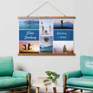 custom photo gifts: Zazzle Forever Adventuring 6 Photo Collage Hanging Tapestry (Living Room)