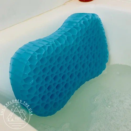 Bath Jello Gel Lumbar Pillow in tub
