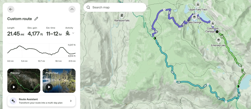 AllTrails Backpacking Routes with AI Assistant