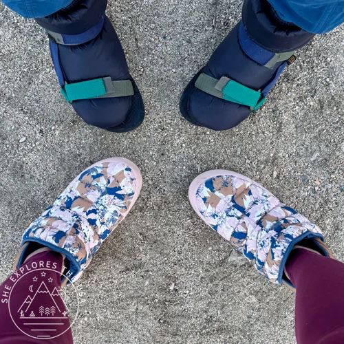 North Face ThermoBall Traction Booties at camp