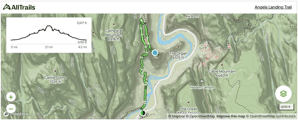 Angels Landing Trail Map