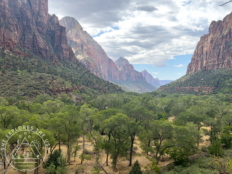 Zion canyon view from Emerald Pools Trail