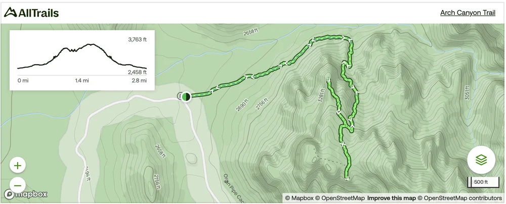 Arch Canyon Trail map