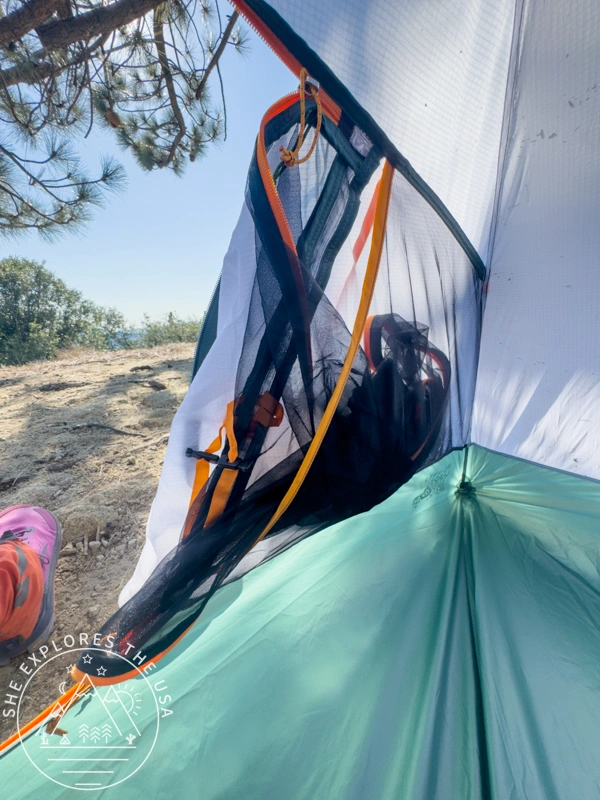 2 Large Door Pockets: These hold the doors when open, but you can use them for gear storage once you’re zipped in.