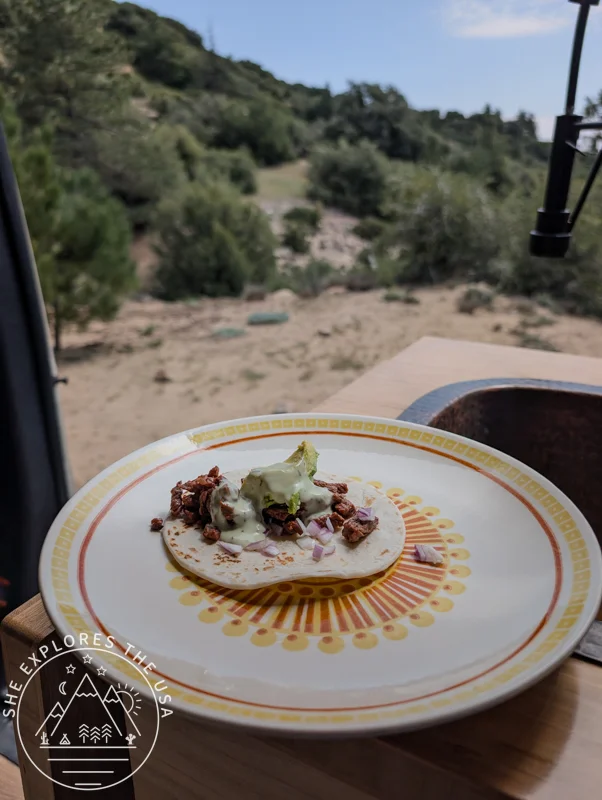 Outdoorsy Van Rental - sink in front of sliding door with goose neck faucet