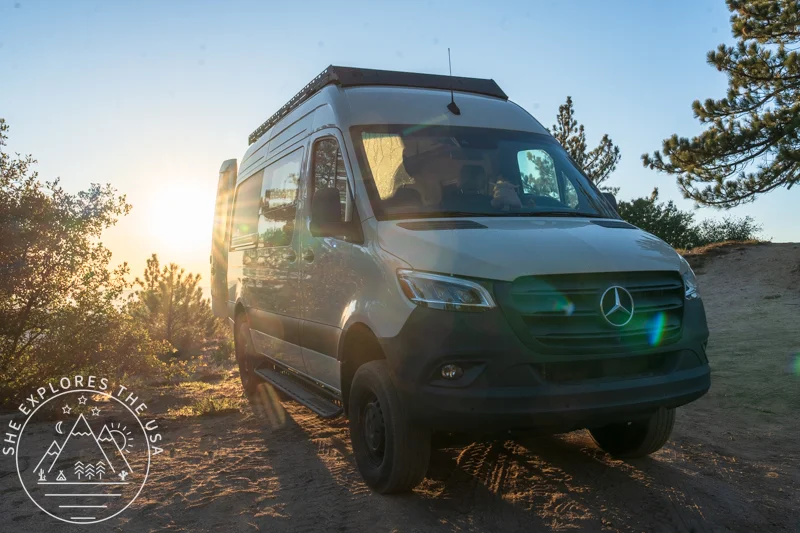 outdoorsy van rental review - sprinter 144 sunset views