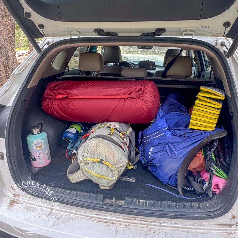 Exped MegaMat Max Sleeping Pad rolled up in car