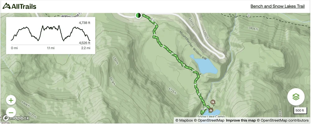 Bench Lake and Snow Lake trail AllTrails Map