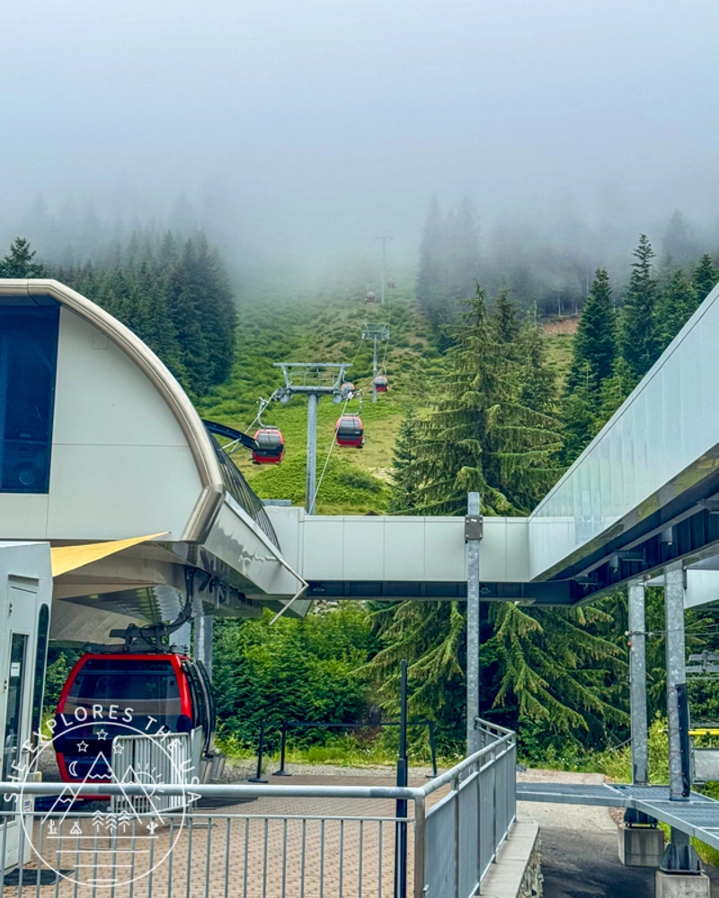 gondolas at crystal mountain resort going into the fog