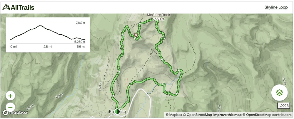 Skyline Loop Trail Alltrails map in Mount Rainier National Park