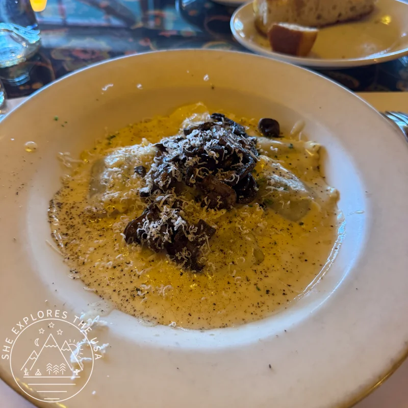 mushroom ravioli at Bella Italia in Port Angeles
