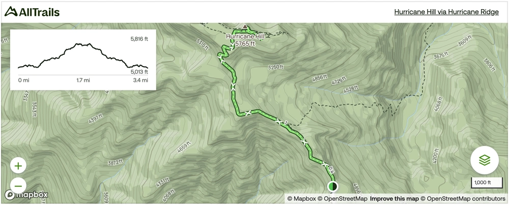 Hurricane Hill via Hurricane Ridge alltrails map