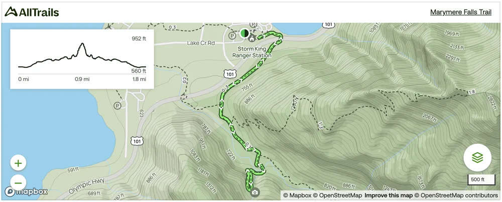 Marymere Falls Trail alltrails map