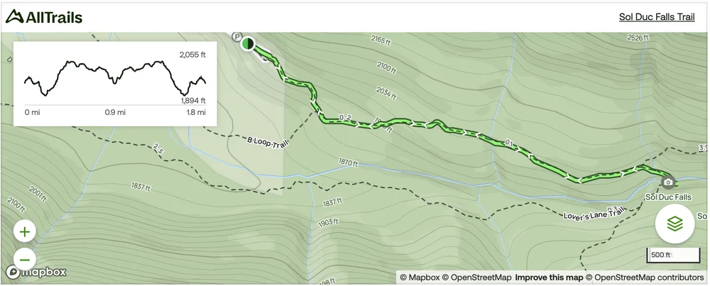 Sol Duc Falls Trail alltrails map