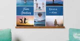 custom photo gifts: Zazzle Forever Adventuring 6 Photo Collage Hanging Tapestry (Living Room)